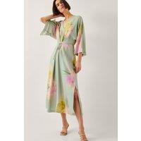 Jane Floral Print Midi Dress Green