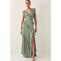 Monsoon Women's Romy Ruffle Maxi Dress Green | Size: 22