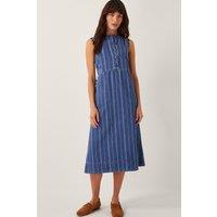 Monsoon Women's Ottilie Stripe Denim Midi Dress Blue | Size: XL