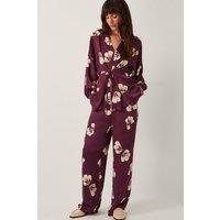 Roz Floral Straight Leg Trousers Red