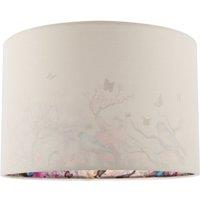 Happy Homewares Cream Linen Fabric Lamp Shade with Inner Cotton Colourful Floral Print | Size: 12 inches