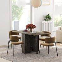 HOMCOM Mobile Drop Leaf Dining Table Folding Desk w/ 2 wheels Storage Shelves in Grey