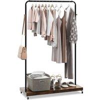 Costway Clothes Rack on Wheels Industrial Pipe Style Rolling Garment Rack in Brown