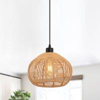 Garwarm 1 - Light Rattan Farmhouse Bohemian Single Globe Pendant in Bronze