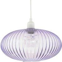 Happy Homewares Modern Designer Line Ribbed Glass Oval Pendant Lamp Shade in Lilac | Size: 12 inches