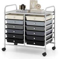 Costway 12 Drawers Multi-Purpose Utility Cart Storage Rolling Cart in Black