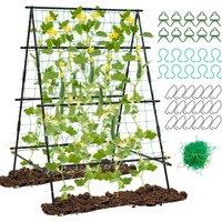 Costway A Frame Cucumber Trellis Garden Plant Support Trellis in Black