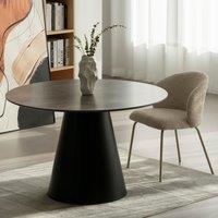 Home Source Modern Dining Table 120cm Round MDF Melamine Top Grey Home Kitchen