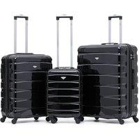 Flight Knight Set of 3 Hard Shell Suitcase Cabin & Check in Cases with TSA Lock in Midnight | Size: 3 Pack