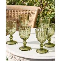 Dibor Set of 6 Vintage Luxury Spring Summer Green Wine Goblets Wedding Gift Drinking Glass 350ml | Size: 6 Pack