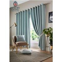 Luxury Living Modern Geometric Eyelet Curtains - Two-Tone Jacquard with Full Lining for Contemporary Interiors | Size: 117 cm width x 229 cm drop