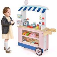 Costway Kids Snacks & Sweets Food Cart Toy Cart Play Set w/ POS Machine & Scale