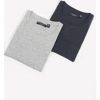 Brave Soul Men's 2 Pack Crew Neck T-Shirts in Navy | Size: Medium
