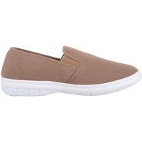 ABSOLUTE FOOTWEAR Men's Mens Casual Slip On Canvas Pumps Trainers, Stripe Design & Twin Gusset in Taupe | Size: 9