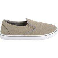 ABSOLUTE FOOTWEAR Men's Mens Lightweight Summer Canvas Slip On Trainers Pumps with Twin Gusset in Khaki | Size: 10