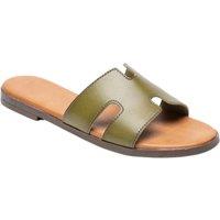 IVACHY Women's Flat Fashion Sandals - Cushioned Footbed, Elegant H-Shape in Green | Size: 7.5