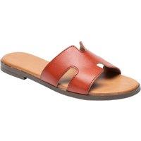 IVACHY Women's Flat Fashion Sandals - Cushioned Footbed, Elegant H-Shape in Brown | Size: 4