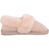ABSOLUTE FOOTWEAR Women's Womens Easy Slip On Bootie Slipper with Thick Faux Fur Collar in Beige | Size: 6