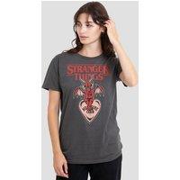 Stranger Things Women's Hellfire Heart T-Shirt, Charcoal | Size: XL