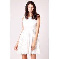 Cutie London Women's Fresh White Embroidered Fully Lined Skirt Dress | Size: 10