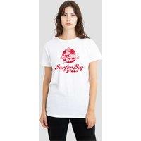 Stranger Things Women's Surfer Boy Pizza T-Shirt, White | Size: Small