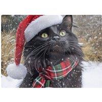 Warren Reed - Designer Snowy Christmas Maine Coon Glass Chopping Board