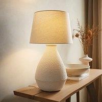 ValueLights Helena Natural Taper Shade Cream Speckled Ceramic Hand Finished Table Lamp