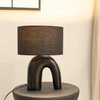 ValueLights Lia Fabric Drum Lamp Shade Black Arch Abstract Ceramic Table Lamp
