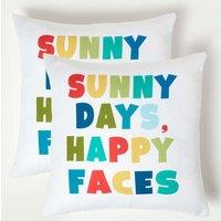 Homescapes Luxury Waterproof Sunny Days Outdoor Cushion 45 x 45 cm, Set of 2 | Size: 45 cm x 45 cm