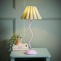 ValueLights Wiggle Sage Pleated Scallop Lamp Shade Pale Purple Metal Table Lamp