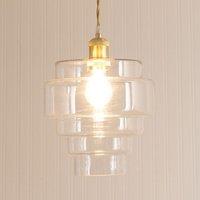 ValueLights Lane Glass 5 Tier Layered Easy Fit Ceiling Pendant Lamp Shade with LED Bulb in Clear