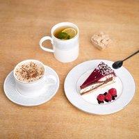 London Boutique Cappuccino Cup & Saucer Set, 300ml, White Porcelain with Silver Banding, Classic Pattern (1) | Size: 1000L