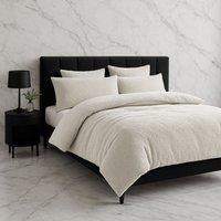 Snug City Teddy Bear Fleece Soft Cosy Duvet Cover + Pillow Case Set in Cream | Size: Single