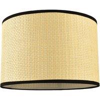 Happy Homewares Thin Strapped Rattan Drum Lamp Shade with Black Cotton Fabric Trims in Taupe | Size: 12 inches