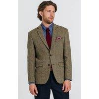 Dobell Men's Green Herringbone Windowpane Check Harris Tweed Jacket | Size: 42R