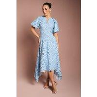 Coast Women's Lace Hanky Hem Puff Sleeve Dress in Light Blue | Size: 12