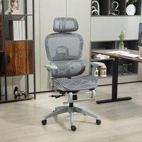 HOMCOM Ergonomic Swivel Office Chair Computer Chair with 3D Armrest, Grey