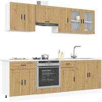 Berkfield Home 8 Piece Kitchen Cabinet Set Kalmar Artisan Oak Engineered Wood in Brown