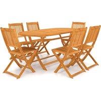 Berkfield Home 7 Piece Folding Garden Dining Set Solid Acacia Wood in Brown