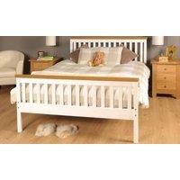 Comfy Living Ltd Modern Wooden Bed Frame in Off-White | Size: Double