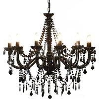 Chandelier with Beads Black 12 x E14 Bulbs
