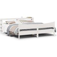Berkfield Home Bed Frame with Headboard White 180x200 cm Super King Solid Wood Pine