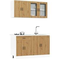 Berkfield Home 4 Piece Kitchen Cabinet Set Kalmar Artisan Oak Engineered Wood in Brown