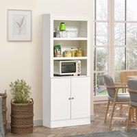HOMCOM Modern Kitchen Cupboard Freestanding Sideboard with 6 Tier Shelving in White