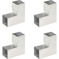 Berkfield Home Post Connectors 4 pcs L Shape Galvanised Metal 81x81 mm in Silver