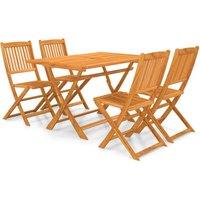 5 Piece Folding Garden Dining Set Solid Acacia Wood