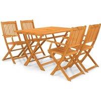 Berkfield Home 5 Piece Folding Outdoor Dining Set Solid Acacia Wood in Brown