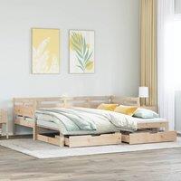 Berkfield Home Daybed with Trundle & Drawers without Mattress 90x200 cm in Brown