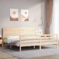 Berkfield Home Bed Frame with Headboard 200x200 cm Solid Wood in Brown