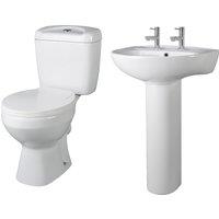 Balterley Adley Suite Close Coupled Toilet, Dual Flush & 550mm Full Pedestal in White